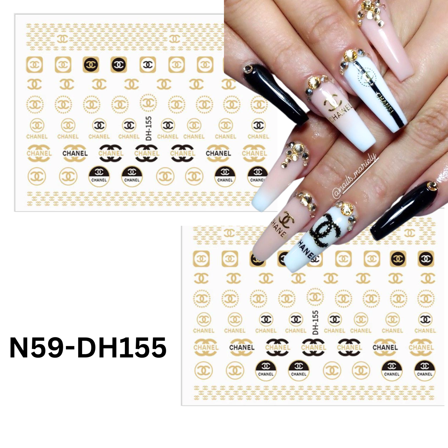 Black And Gold Nail Sticker Design, Nail 3D Sticker, Nail Art Sticker Acrylic, Dipping, Gel