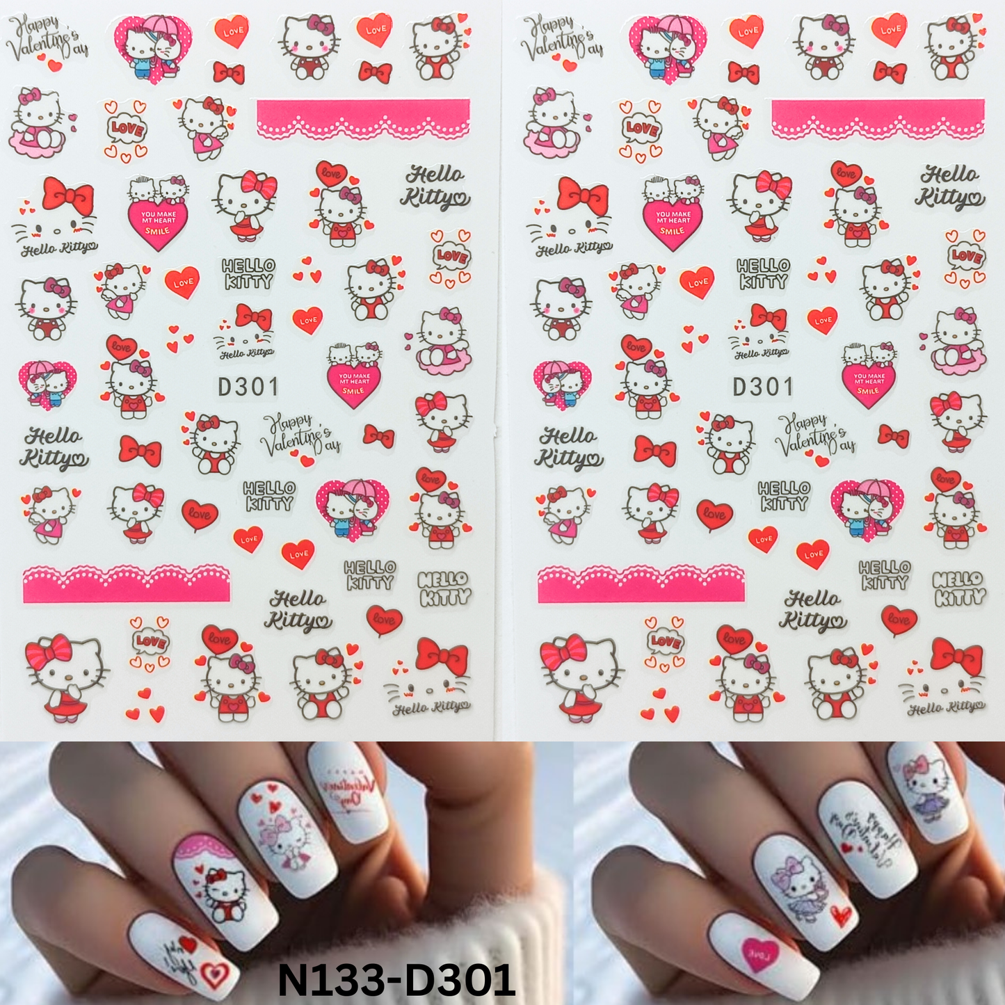 Kawaii 3D Hello Kitty Nail Art Stickers – Easy to Apply & Long Lasting