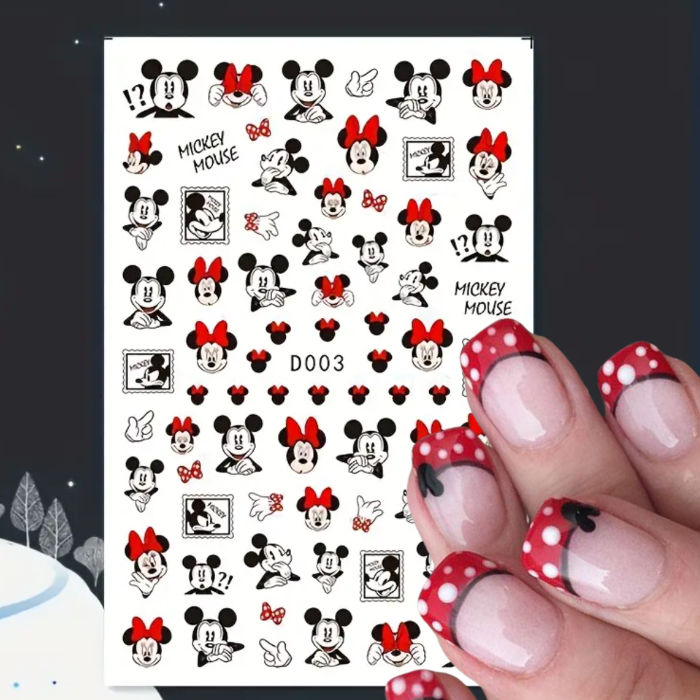 3D Cartoon Nail Stickers, Cute Mickey & Minnie Mouse Nail Art Decals Self-Adhesive, Fun & Playful Design