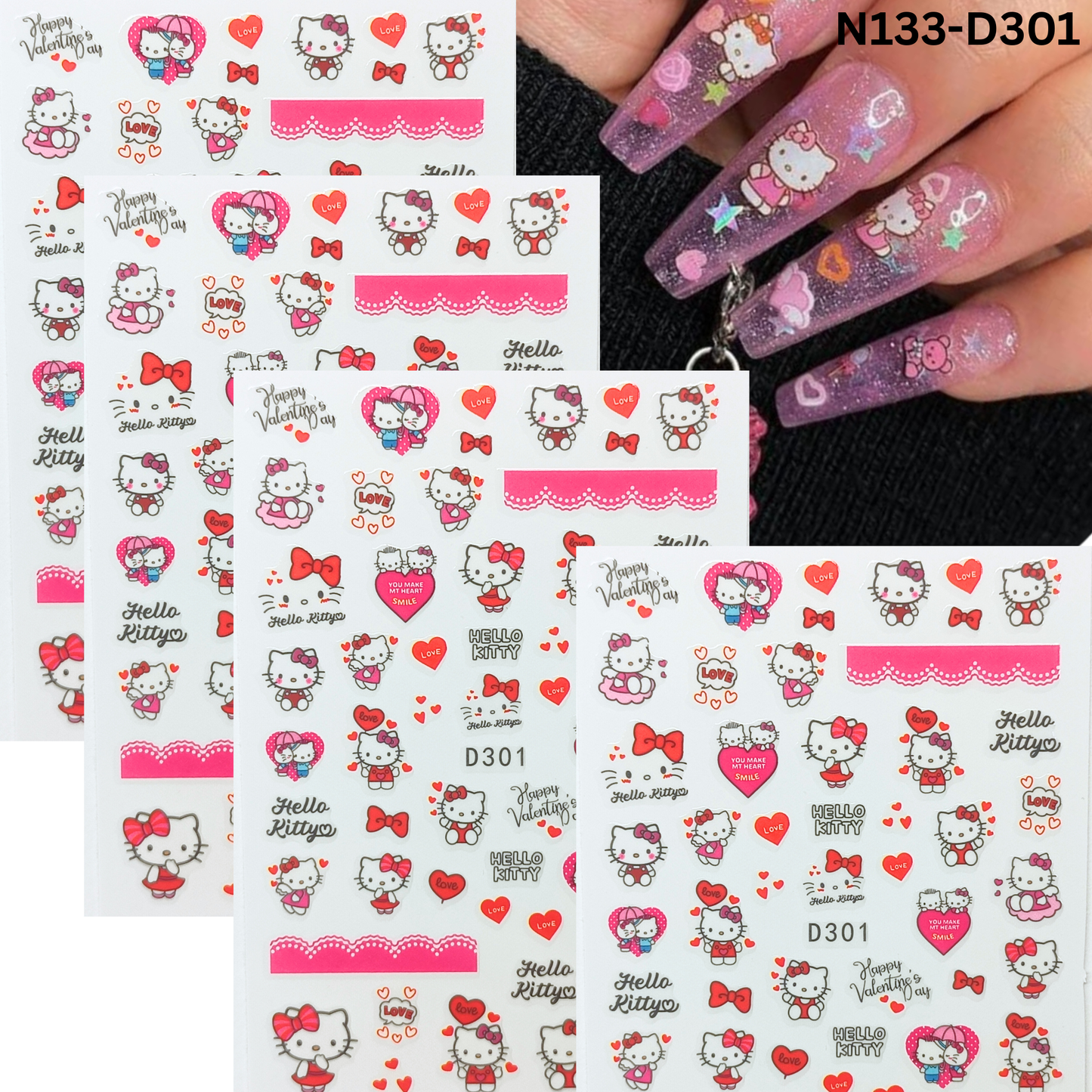 Kawaii 3D Hello Kitty Nail Art Stickers – Easy to Apply & Long Lasting