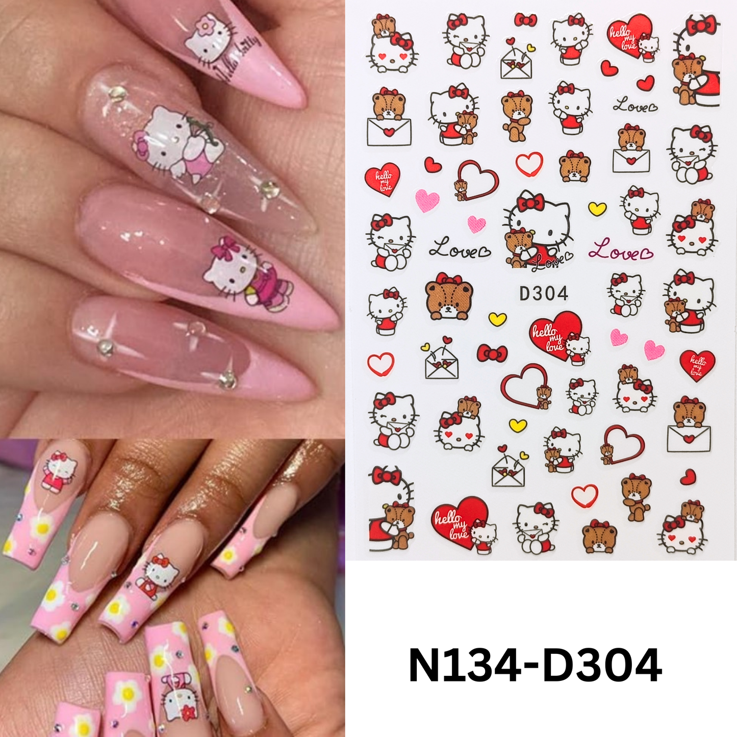 Charming Hello Kitty Nail Stickers – Fun Nail Decoration for Teens & Adults