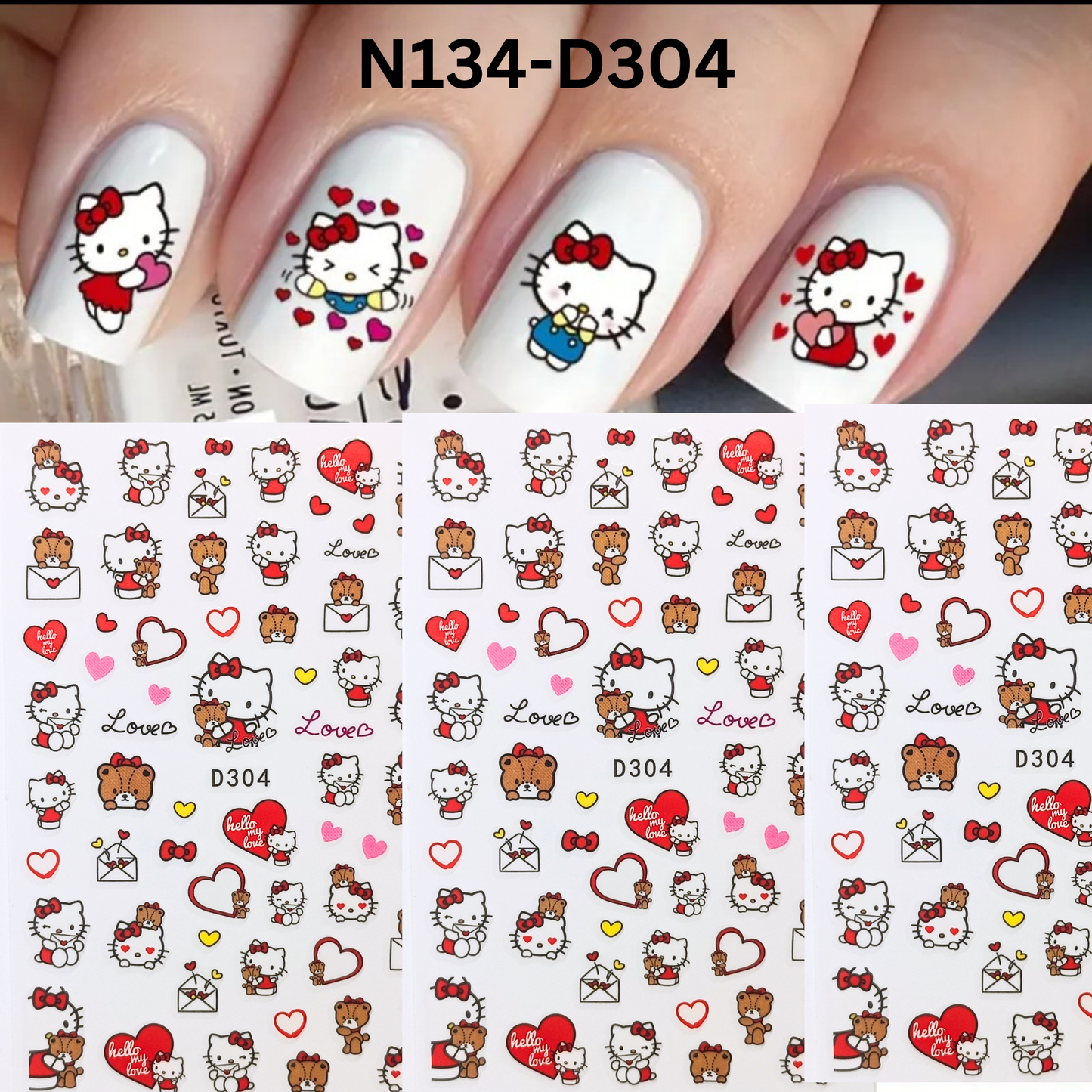 Charming Hello Kitty Nail Stickers – Fun Nail Decoration for Teens & Adults