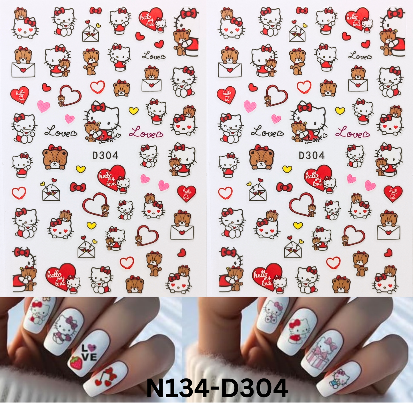 Charming Hello Kitty Nail Stickers – Fun Nail Decoration for Teens & Adults