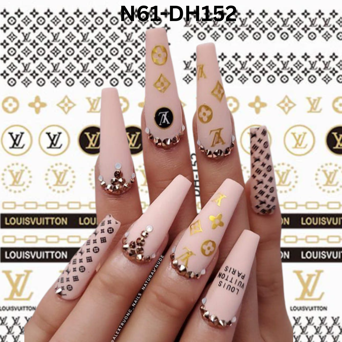 Nail Art Sticker, 3D Sticker,Black And Gold Nail Sticker Design