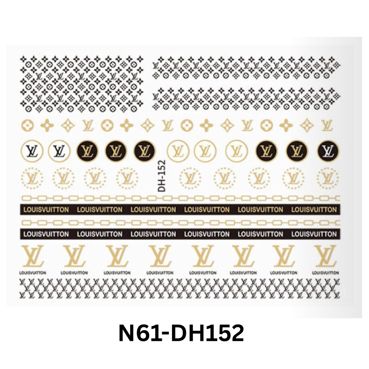 Nail Art Sticker, 3D Sticker,Black And Gold Nail Sticker Design