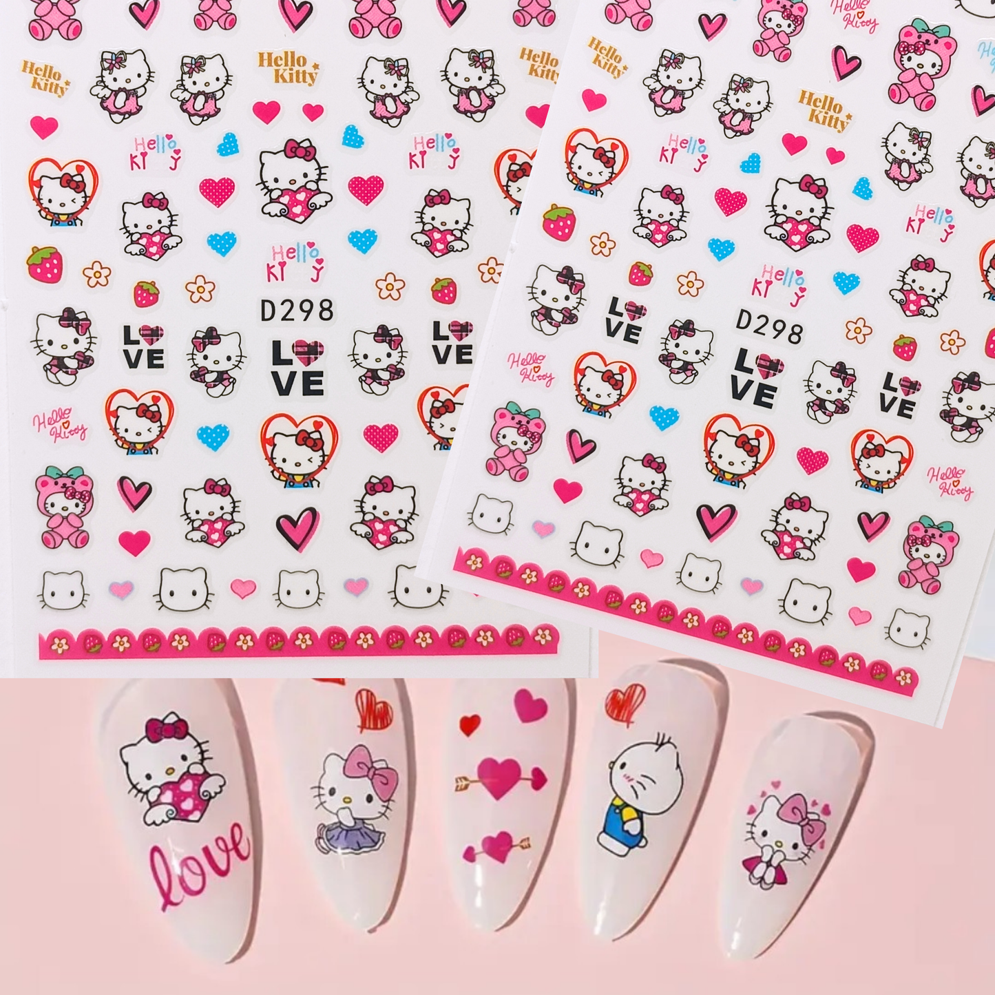 Cute Hello Kitty Nail Art Stickers – DIY Nail Decoration