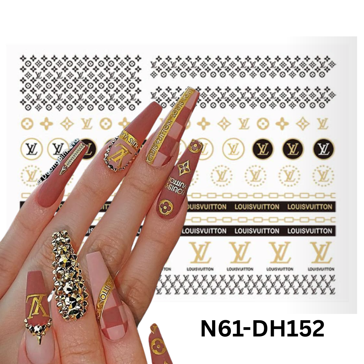 Nail Art Sticker, 3D Sticker,Black And Gold Nail Sticker Design