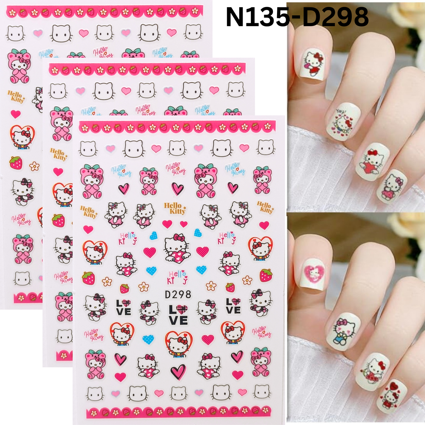 Cute Hello Kitty Nail Art Stickers – DIY Nail Decoration