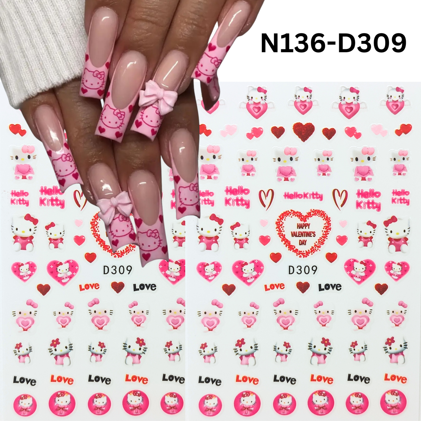 Hello Kitty 3D Nail Sticker – Cute Cartoon Nail Art Decals