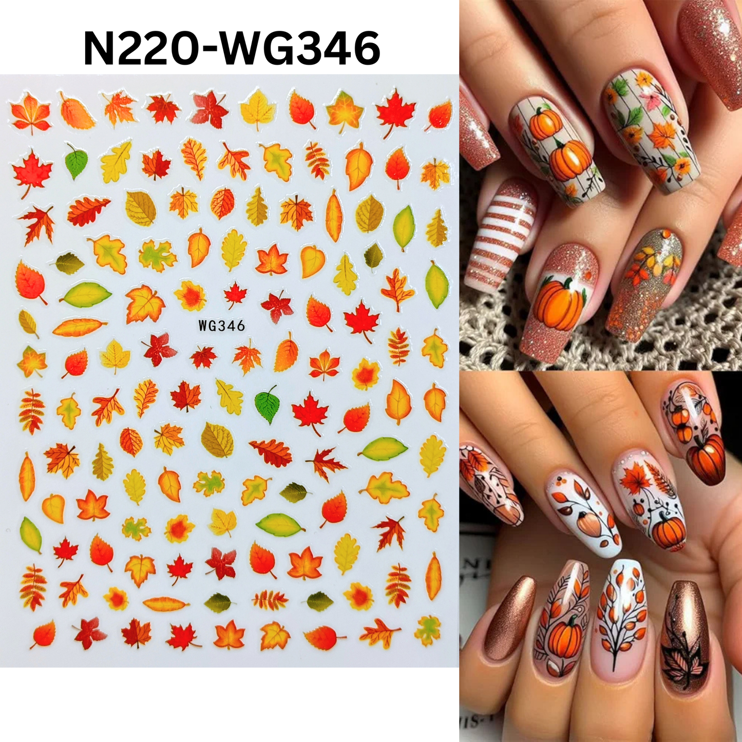 Fall Foliage Nail Stickers Maple Oak Leaves Autumn Harvest DIY Decals