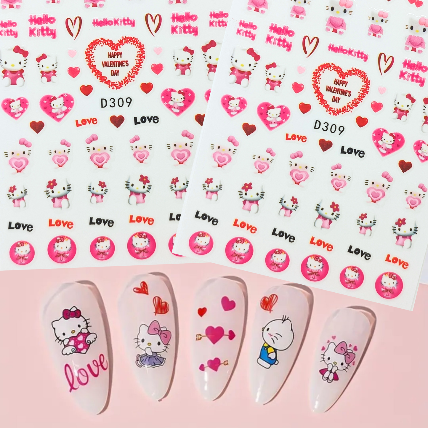 Hello Kitty 3D Nail Sticker – Cute Cartoon Nail Art Decals