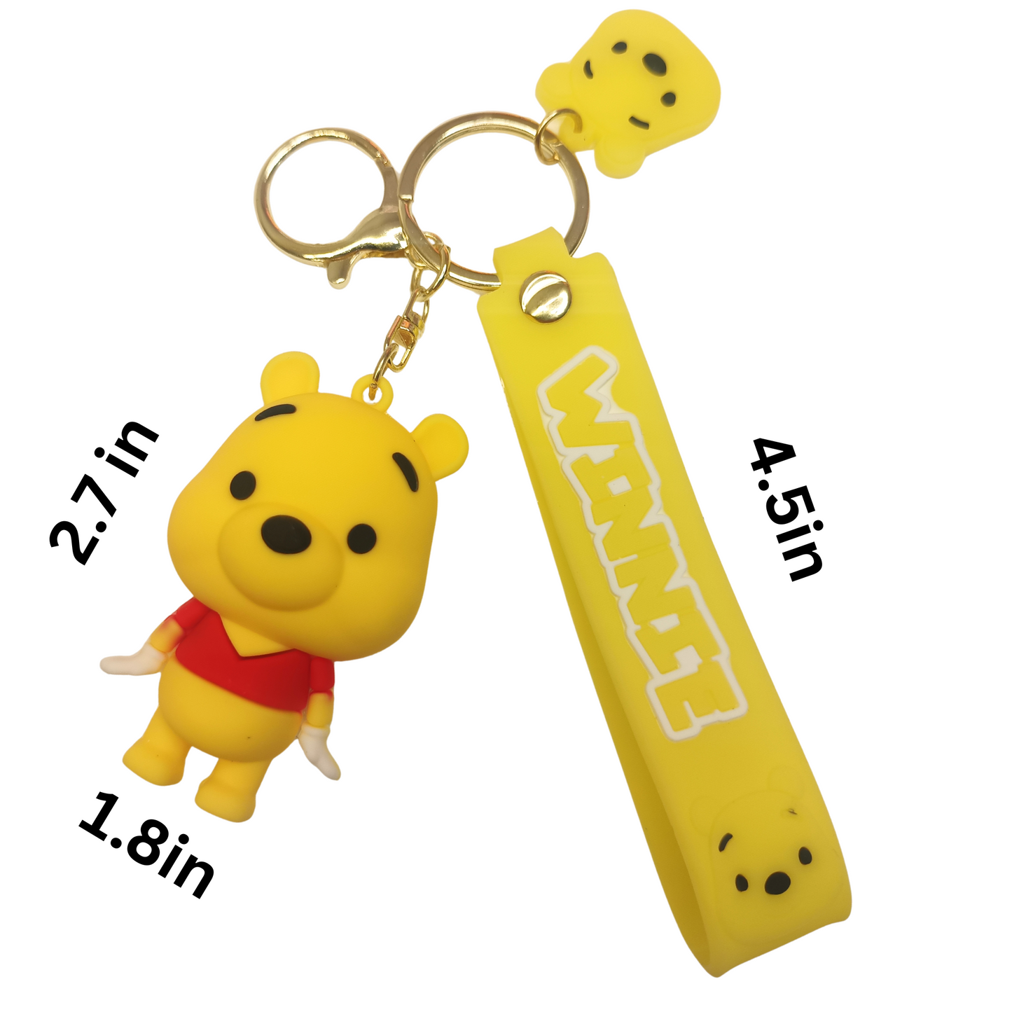 Cute Winnie the Pooh Keychain with Strap – Cartoon Bag Charm & Gift Idea