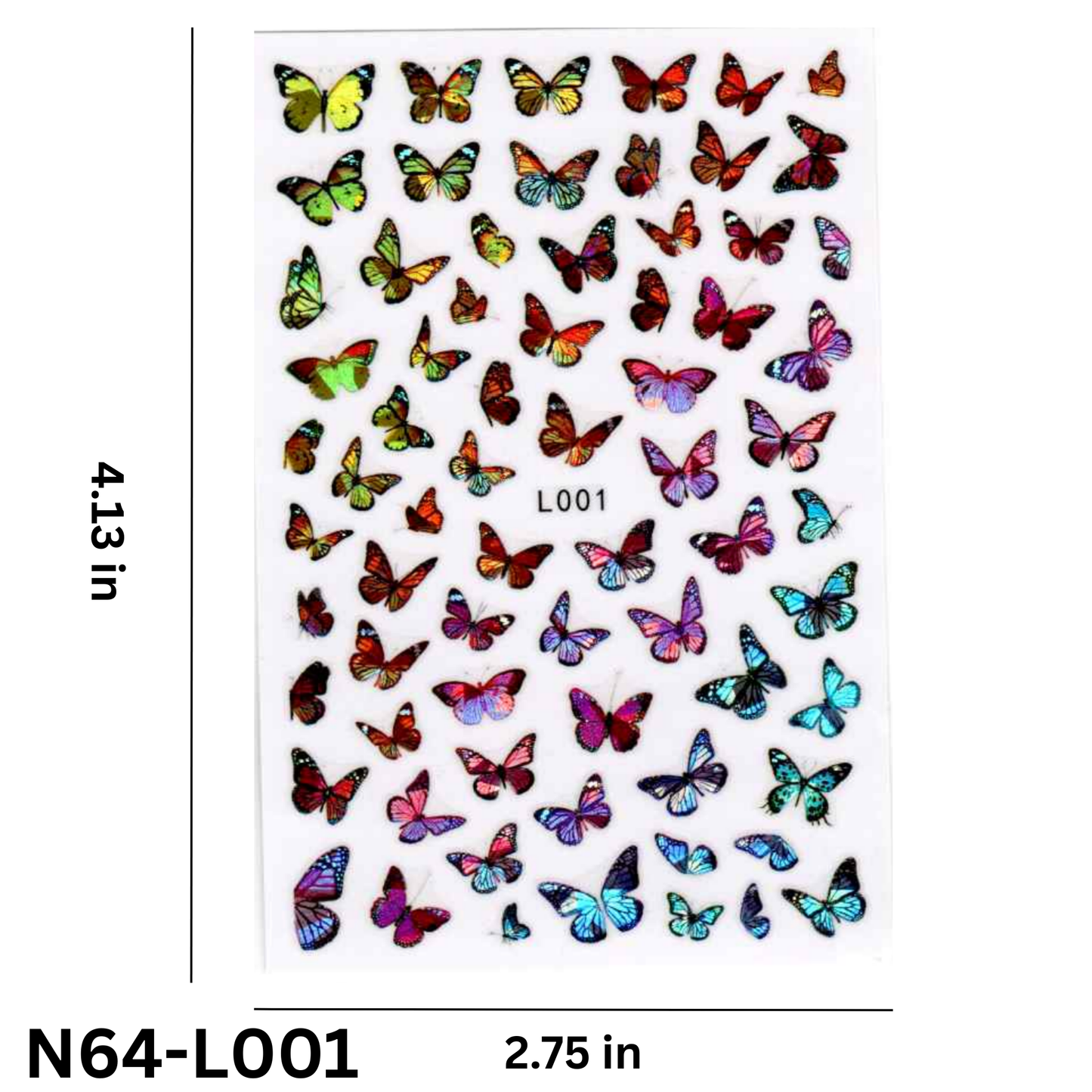 3D Nail Art Stickers Hologram Butterfly Design – Easy Peel & Stick Nail Decals