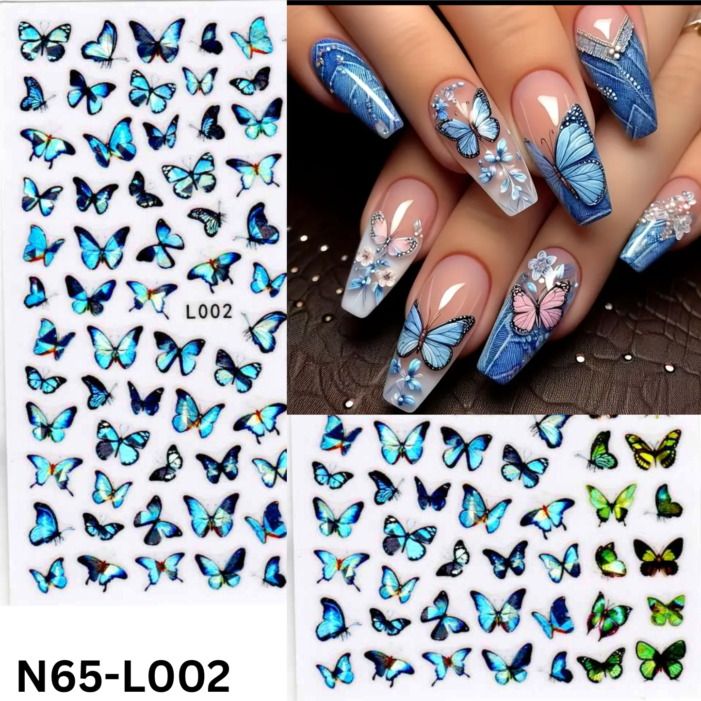 3D Nail Stickers Holographic Butterflies – DIY Nail Art for Gel, Acrylic, Natural Nails