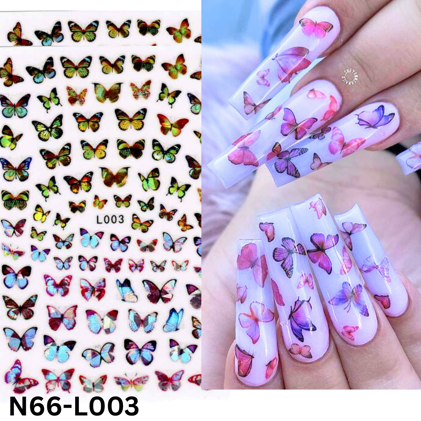 3D Butterfly Nail Art Stickers – Holographic Nail Decals for Women & Girls