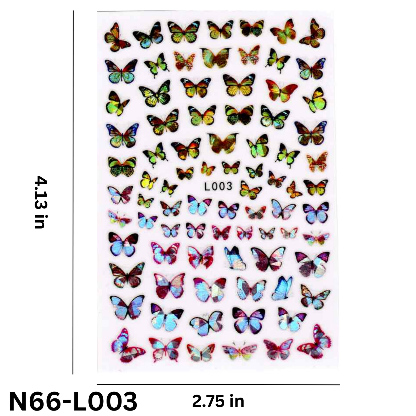 3D Butterfly Nail Art Stickers – Holographic Nail Decals for Women & Girls