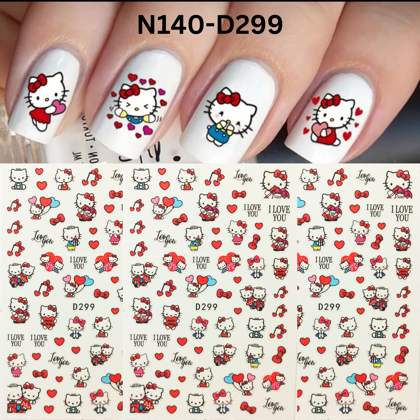 3D Hello Kitty Nail Art Stickers – Cute Manicure Decoration