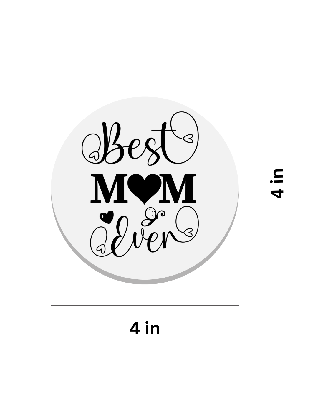 Set of 2 - 4-inch Coasters |Best Mom Ever Waterproof & Scratch-Resistant