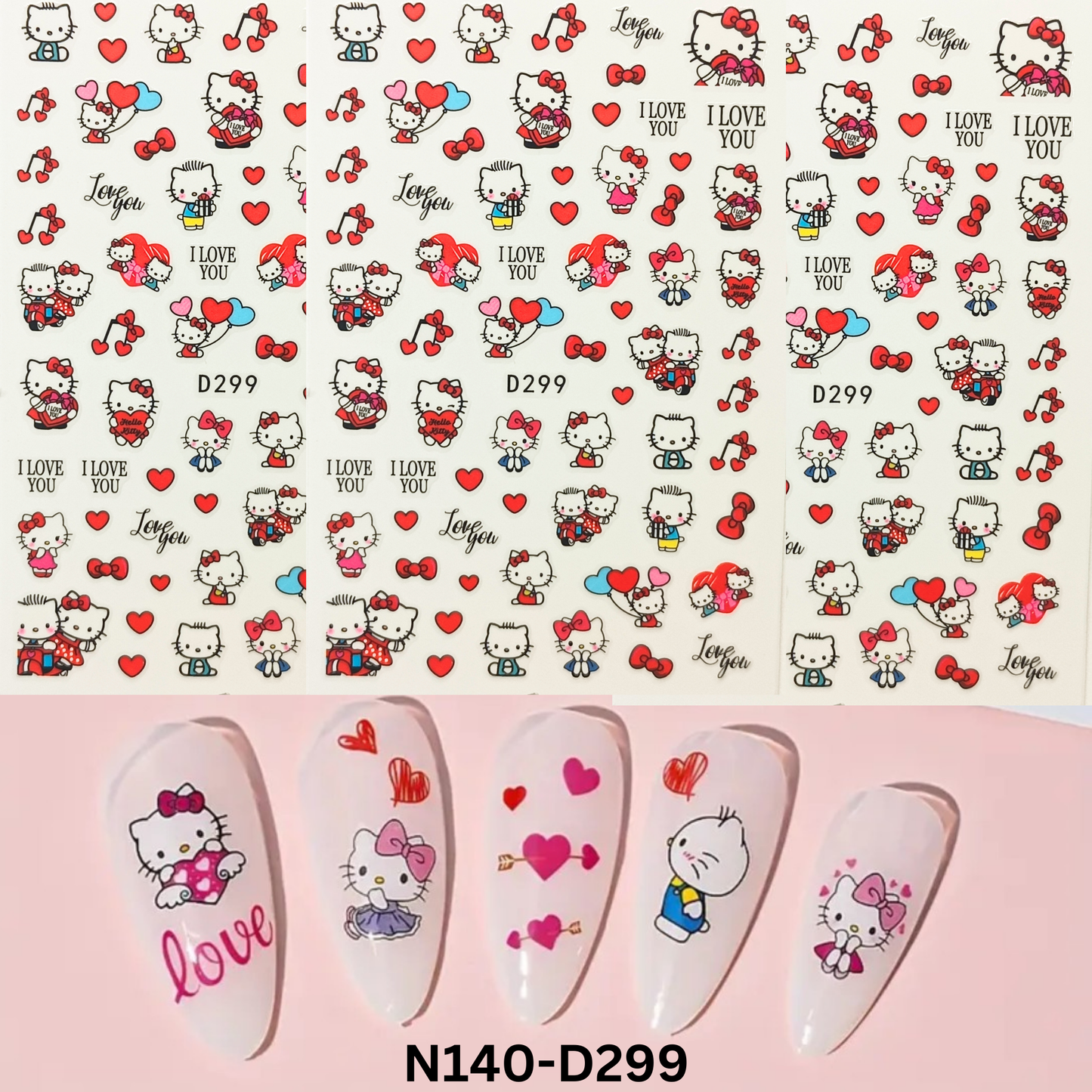 3D Hello Kitty Nail Art Stickers – Cute Manicure Decoration