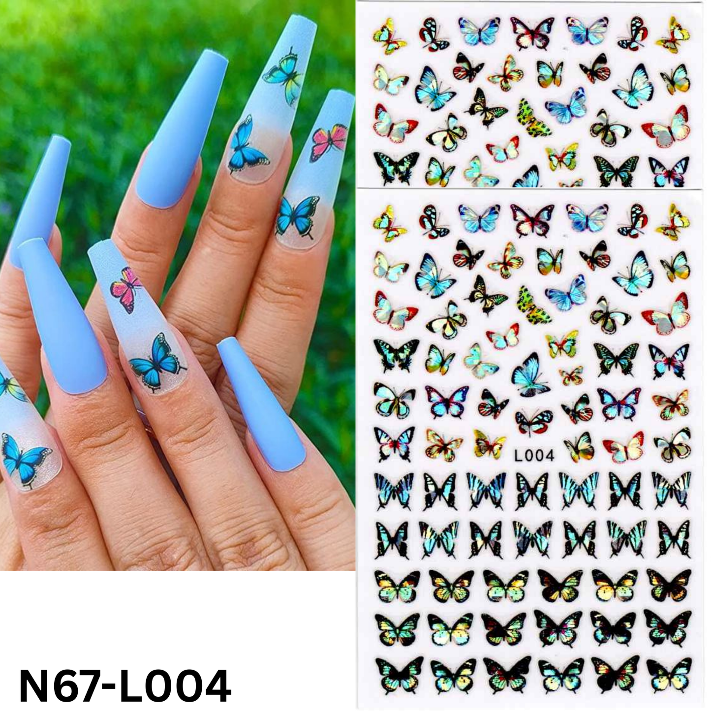 Holographic 3D Nail Stickers – Colorful Butterfly Nail Art Decals for Stunning Manicure