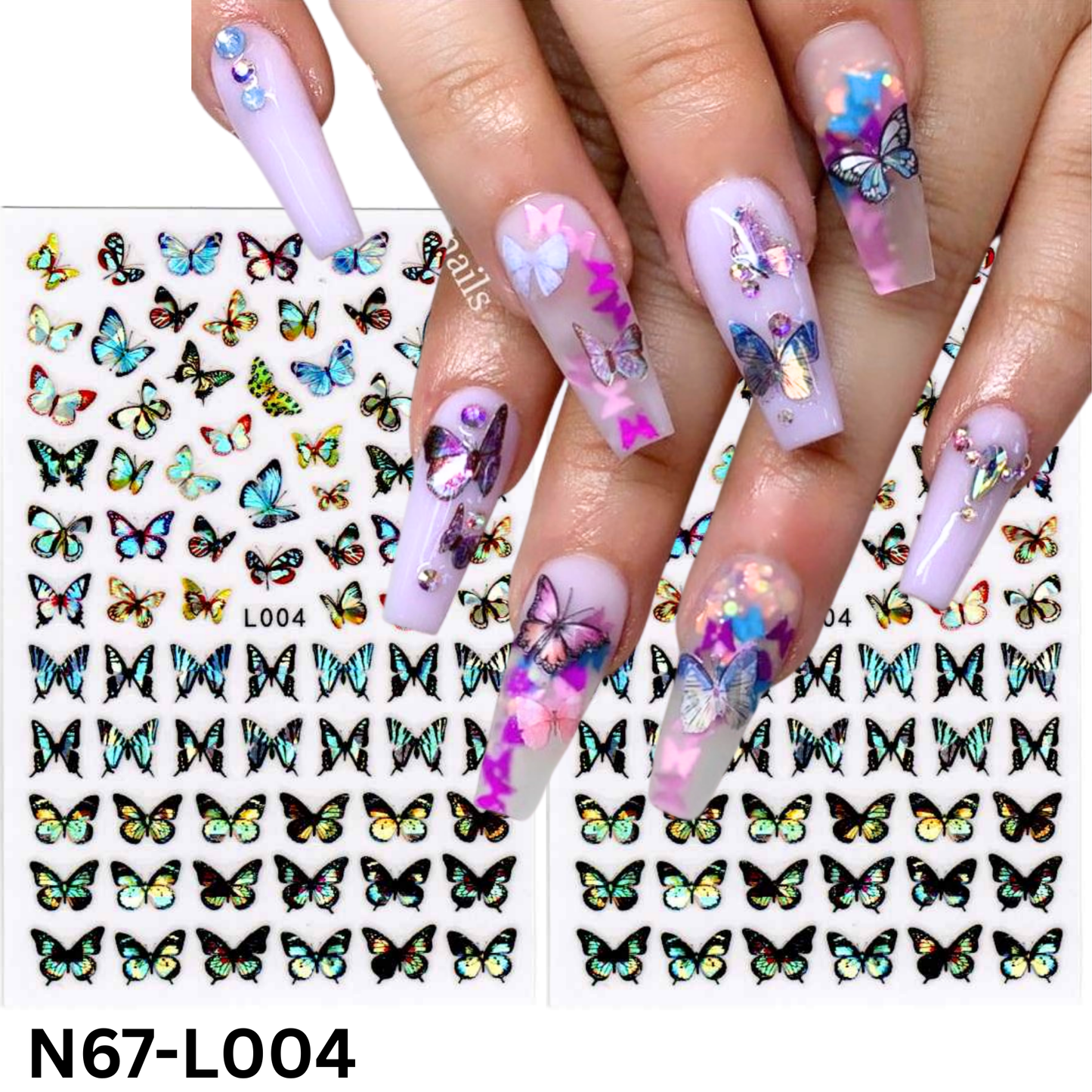 Holographic 3D Nail Stickers – Colorful Butterfly Nail Art Decals for Stunning Manicure