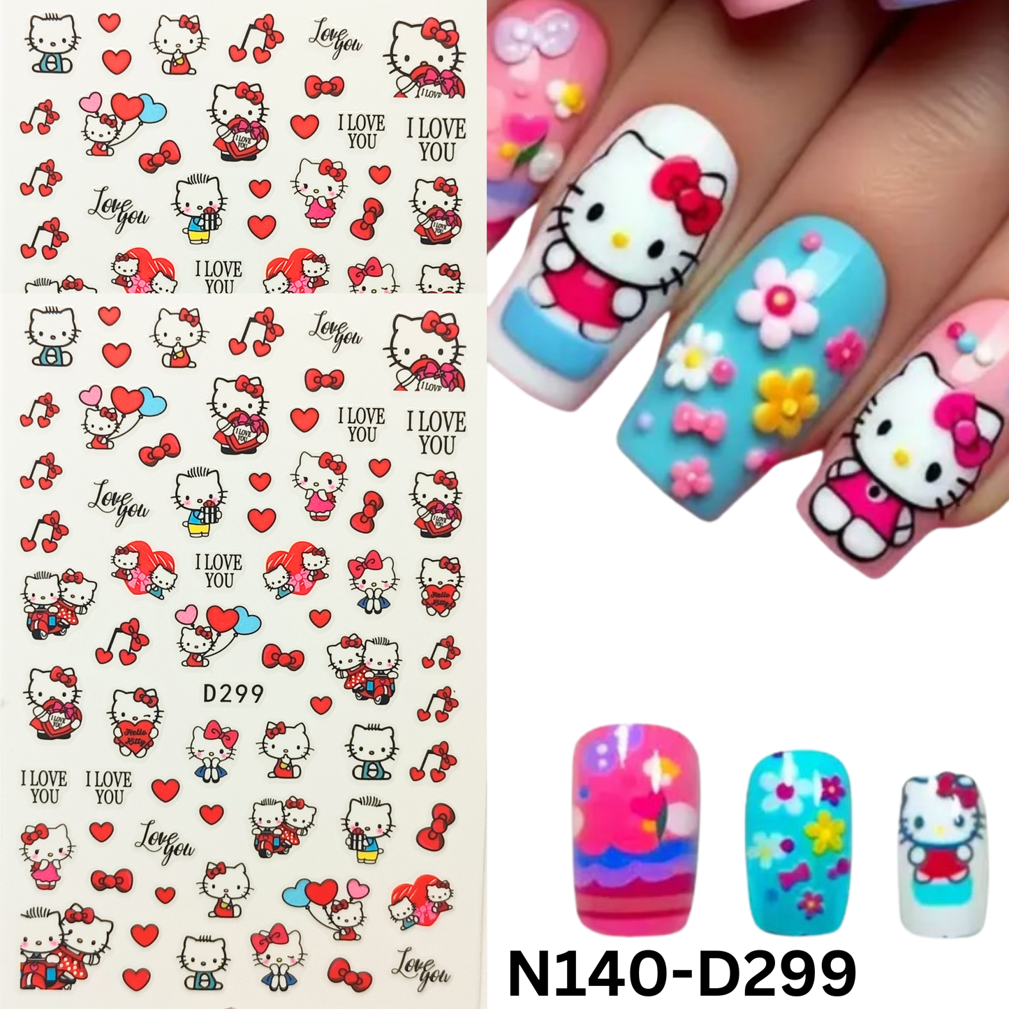 3D Hello Kitty Nail Art Stickers – Cute Manicure Decoration
