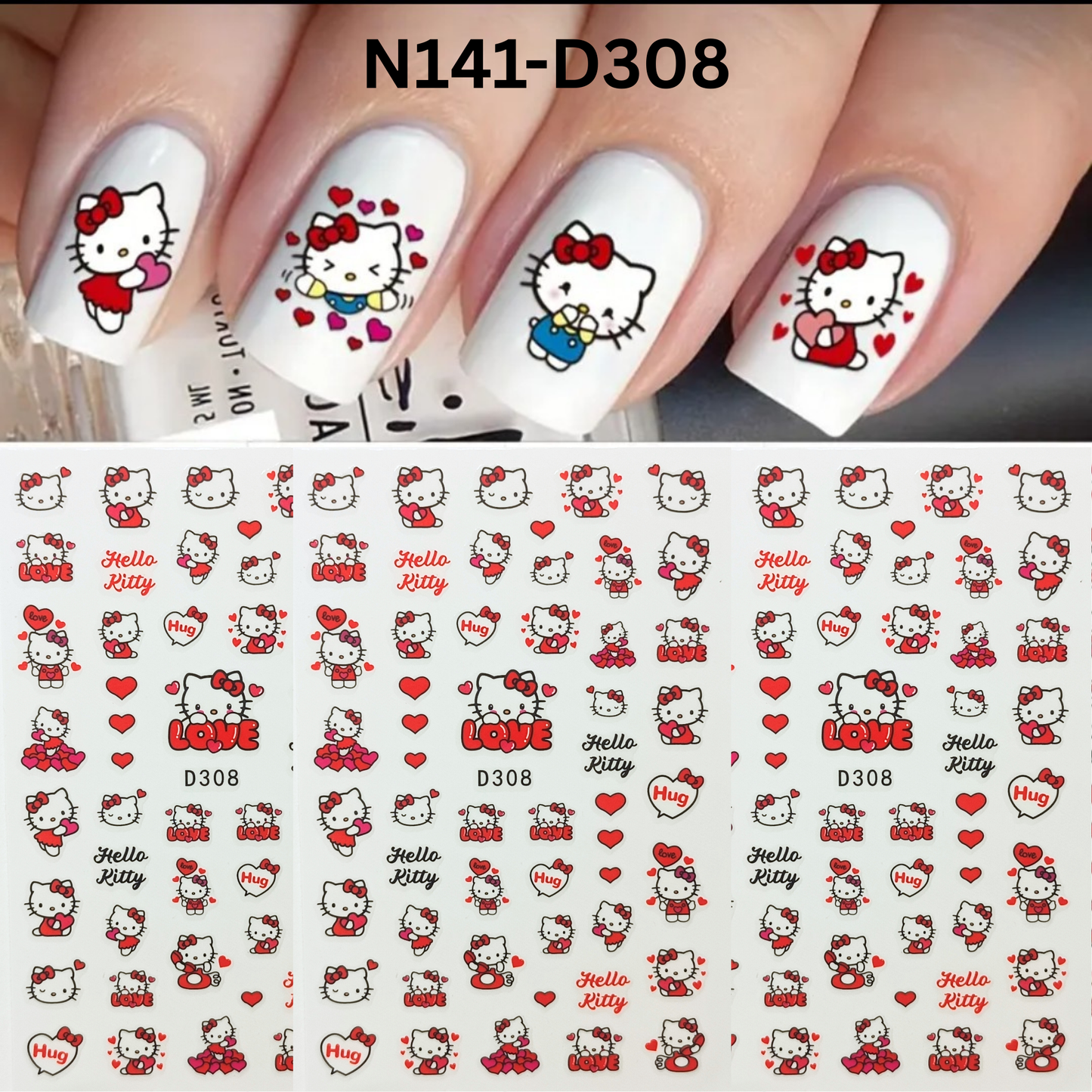 Hello Kitty 3D Nail Sticker Set – Cartoon Kawaii Nail Decoration