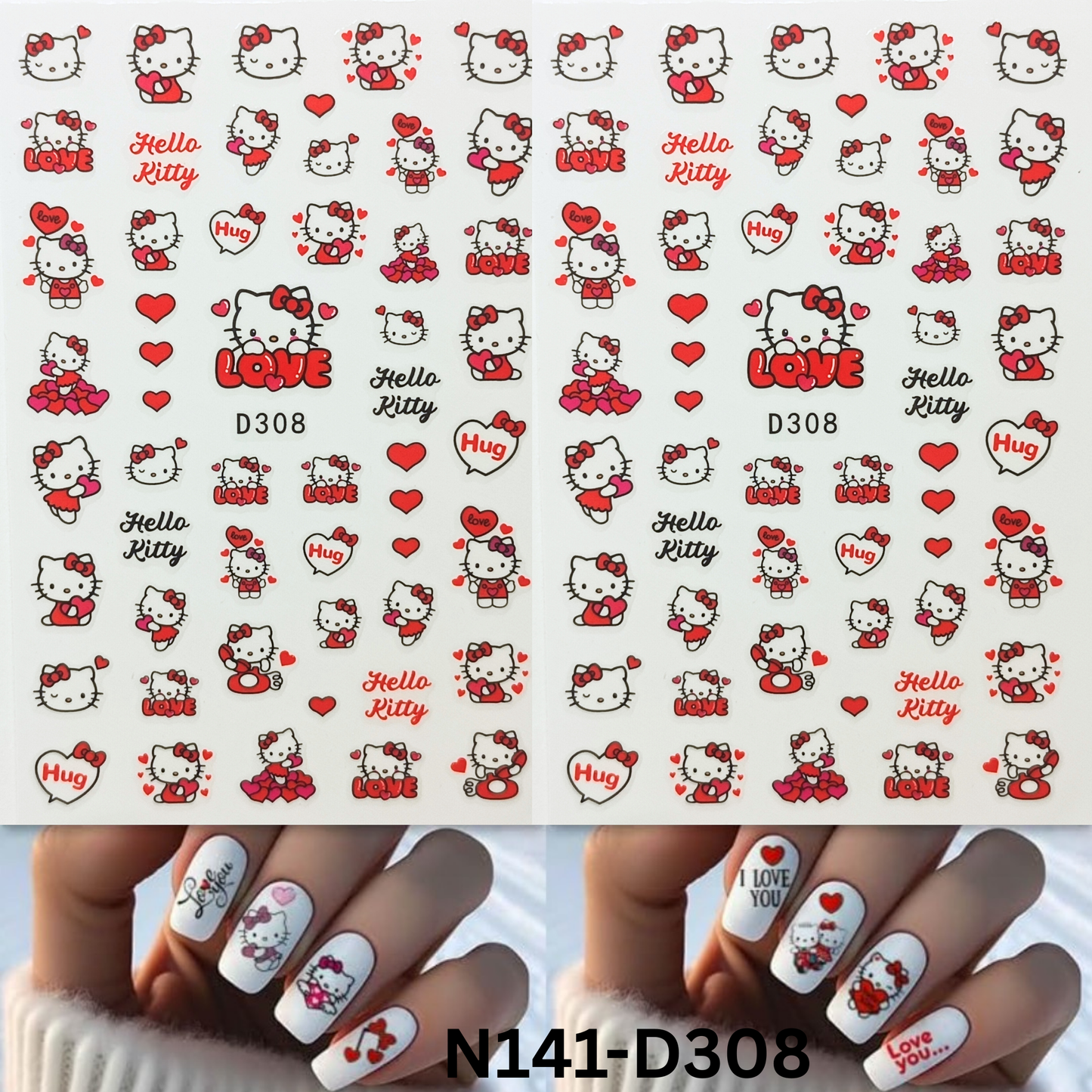 Hello Kitty 3D Nail Sticker Set – Cartoon Kawaii Nail Decoration