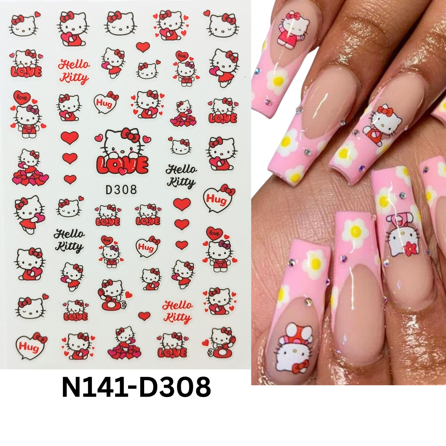 Hello Kitty 3D Nail Sticker Set – Cartoon Kawaii Nail Decoration