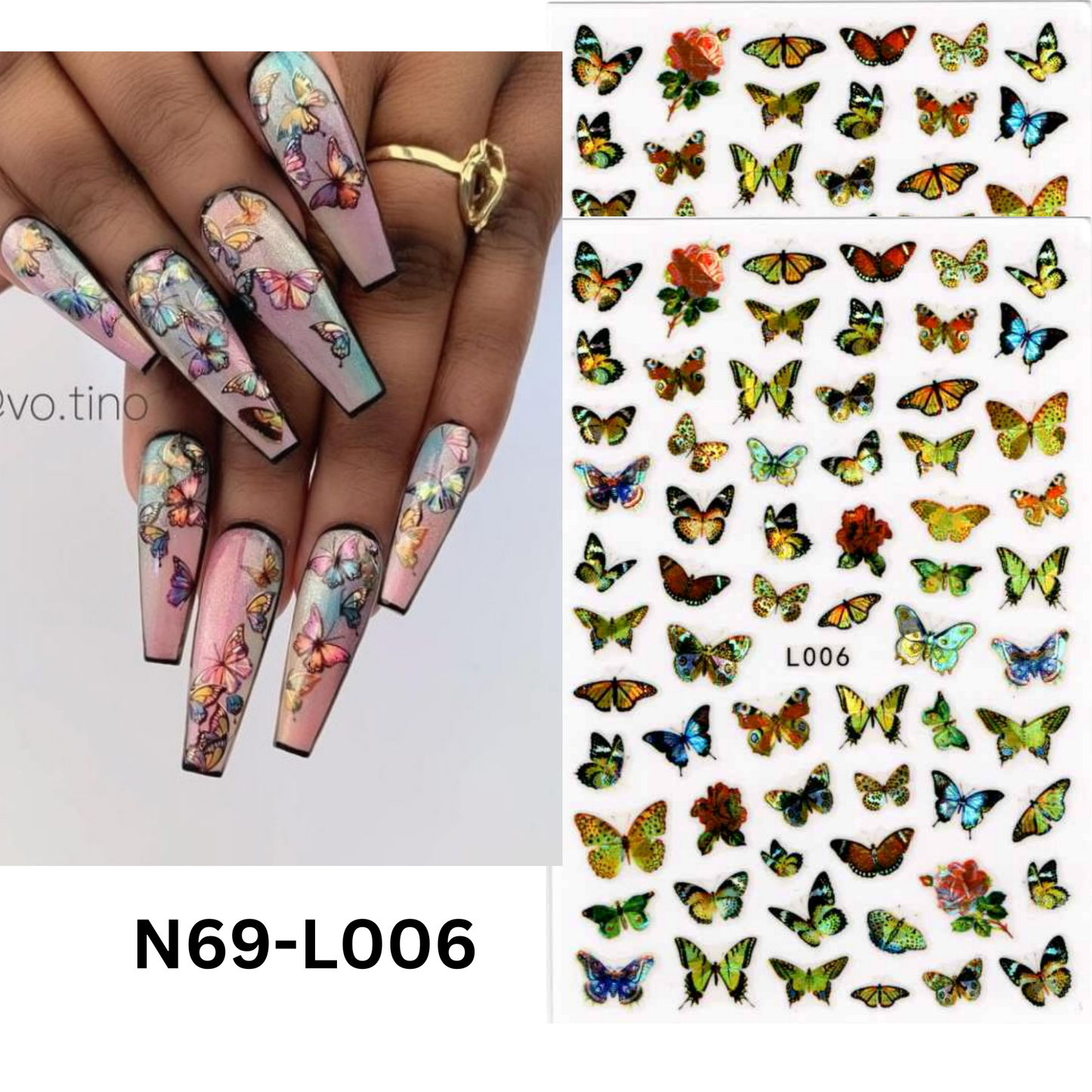 3D Nail Art Stickers – Hologram Butterfly Design for Manicure & Pedicure