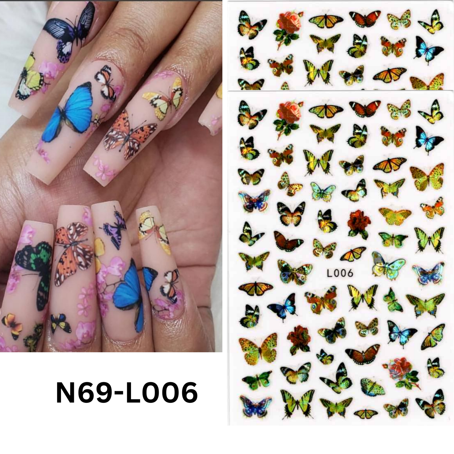 3D Nail Art Stickers – Hologram Butterfly Design for Manicure & Pedicure