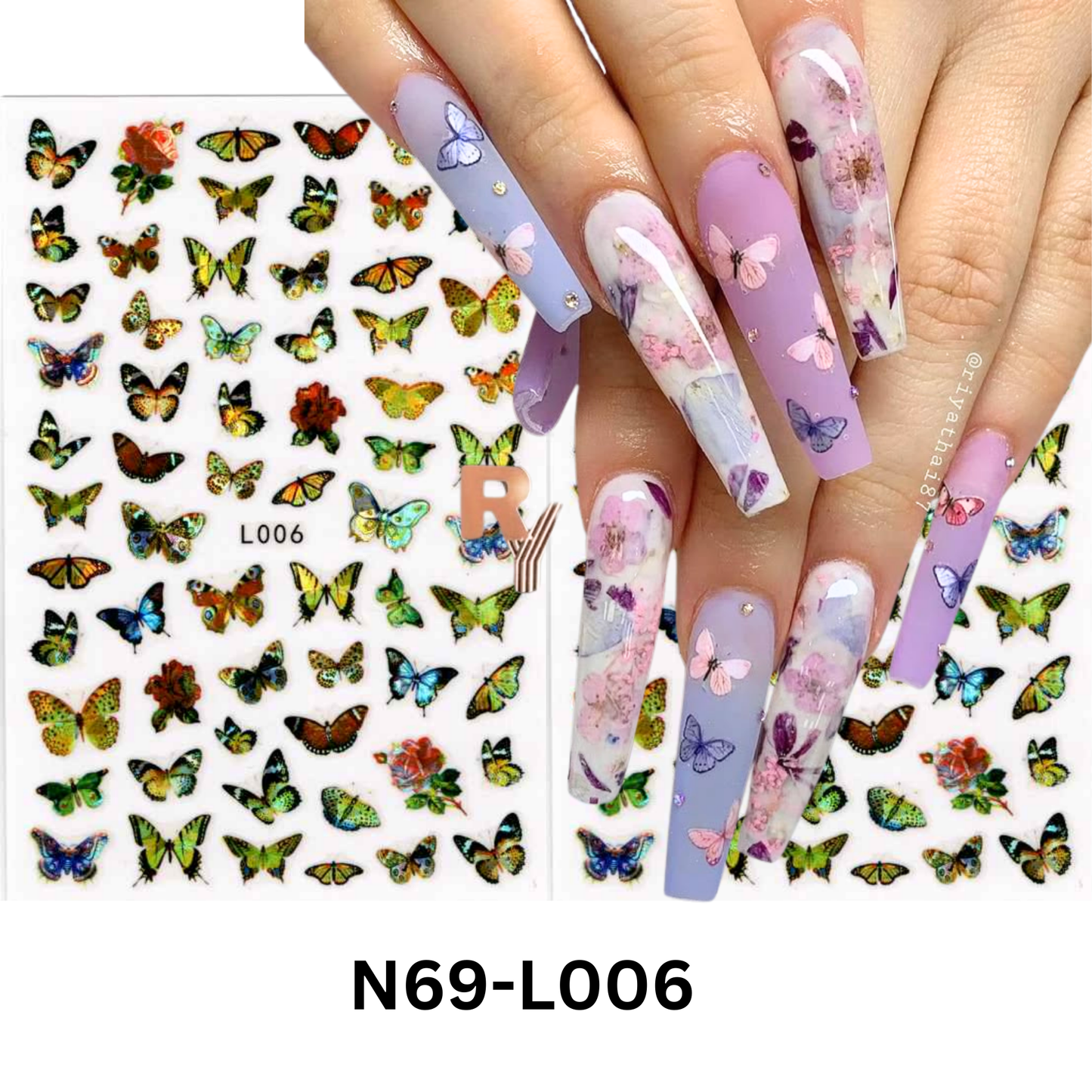 3D Nail Art Stickers – Hologram Butterfly Design for Manicure & Pedicure