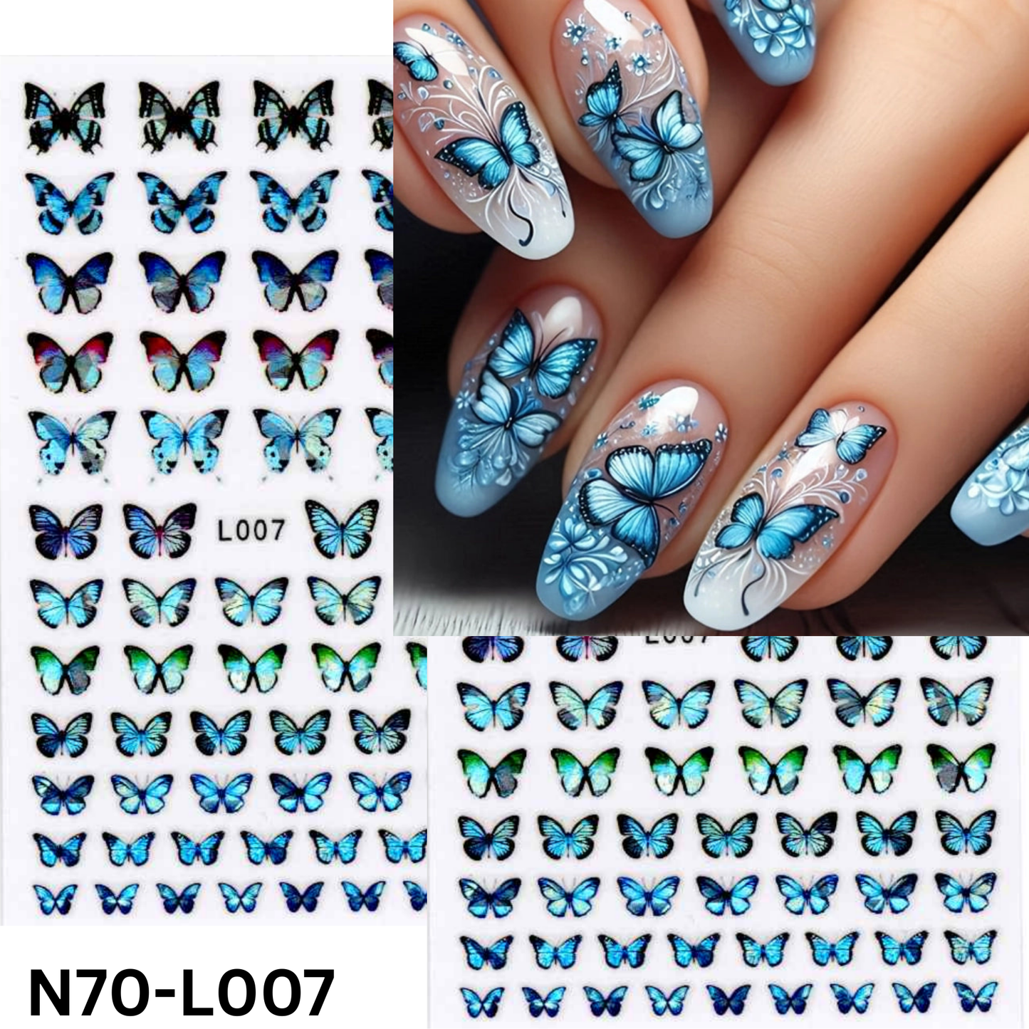 3D Butterfly Nail Art Stickers – Hologram Decals for Nails – Peel & Stick