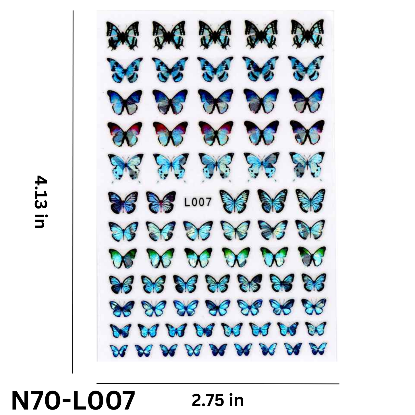 3D Butterfly Nail Art Stickers – Hologram Decals for Nails – Peel & Stick