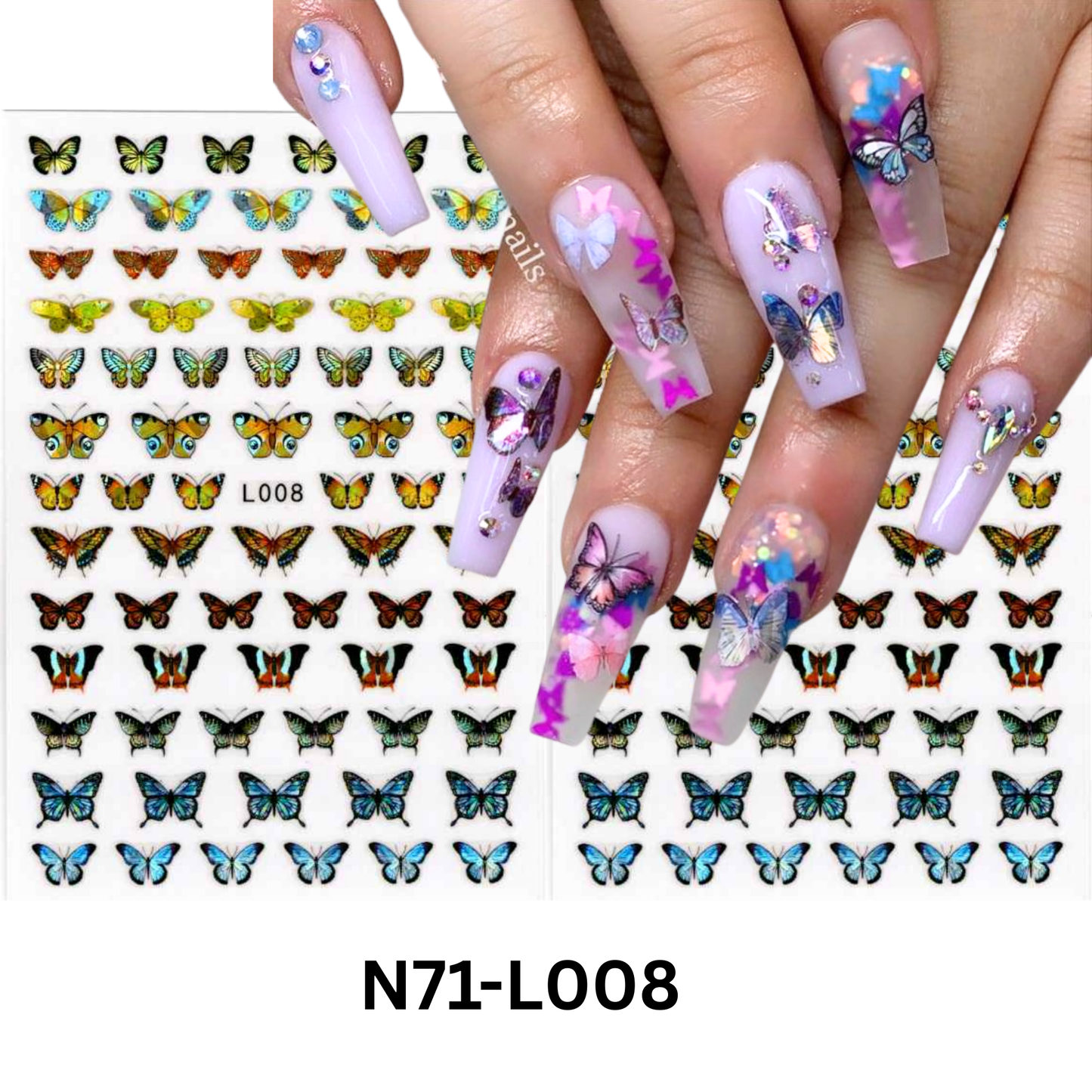 3D Hologram Nail Stickers – Multicolor Butterfly Nail Art Decals
