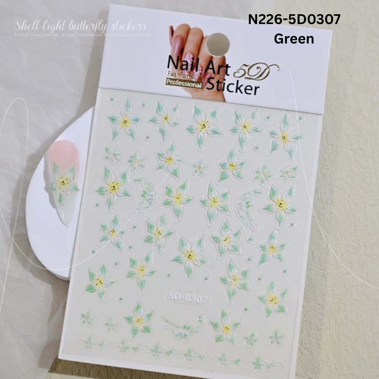 5D Acrylic Embossed Nail Art Stickers - Colorful Flower & Petal Designs - Ultra Textured Self-Adhesive Decals