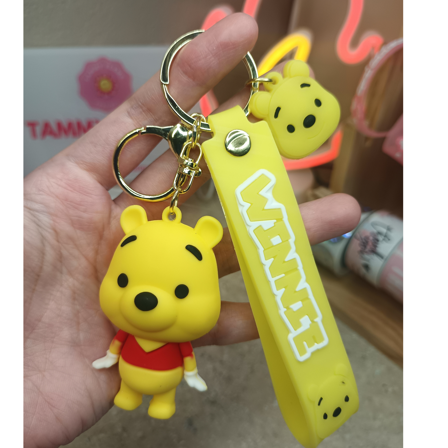 Cute Winnie the Pooh Keychain with Strap – Cartoon Bag Charm & Gift Idea