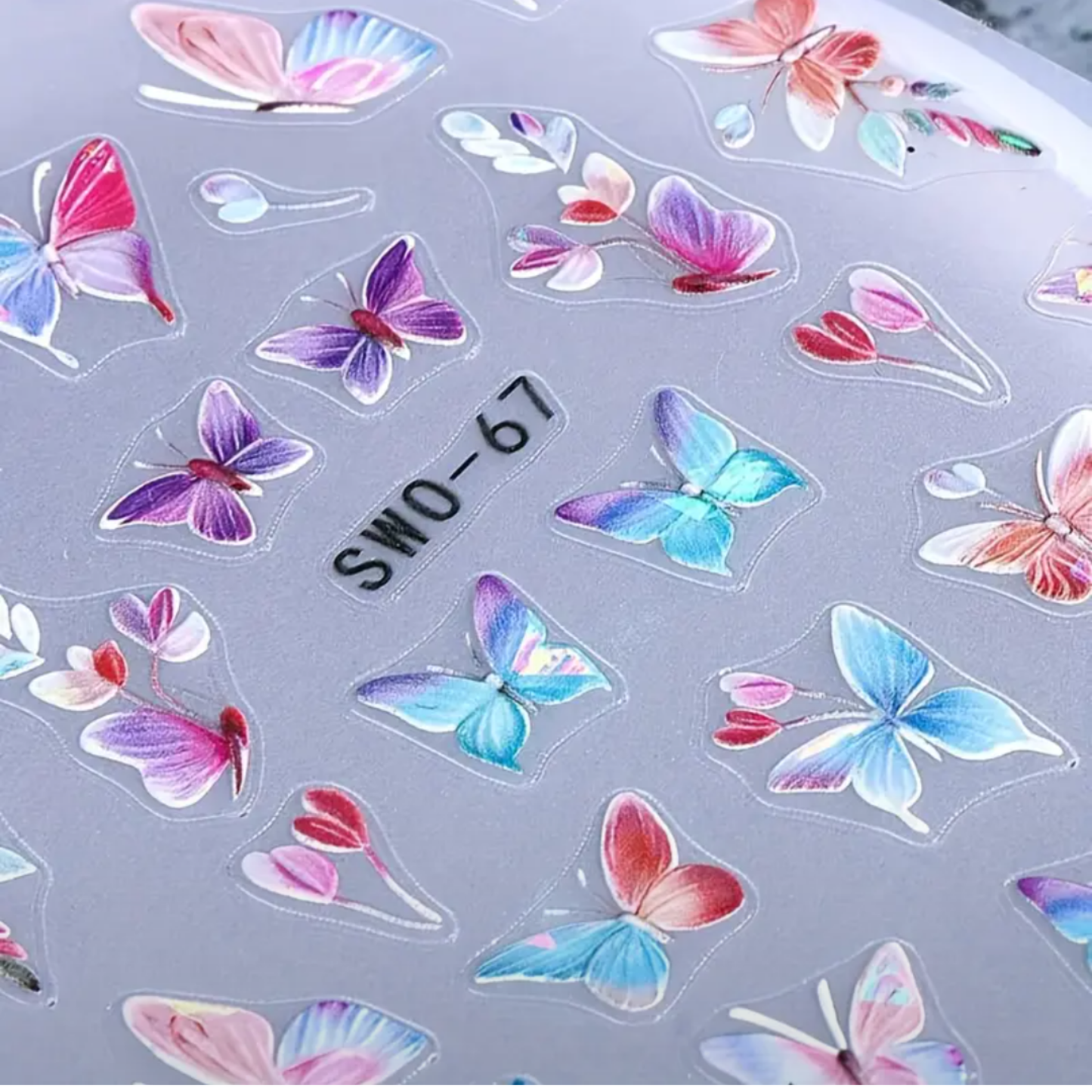 Butterfly Embossed Nail Stickers, Multicolor Butterfly Leaves Cute Spring Summer Manicure, Gel Decals Sliders Nail Art Decoration Nail Supplies