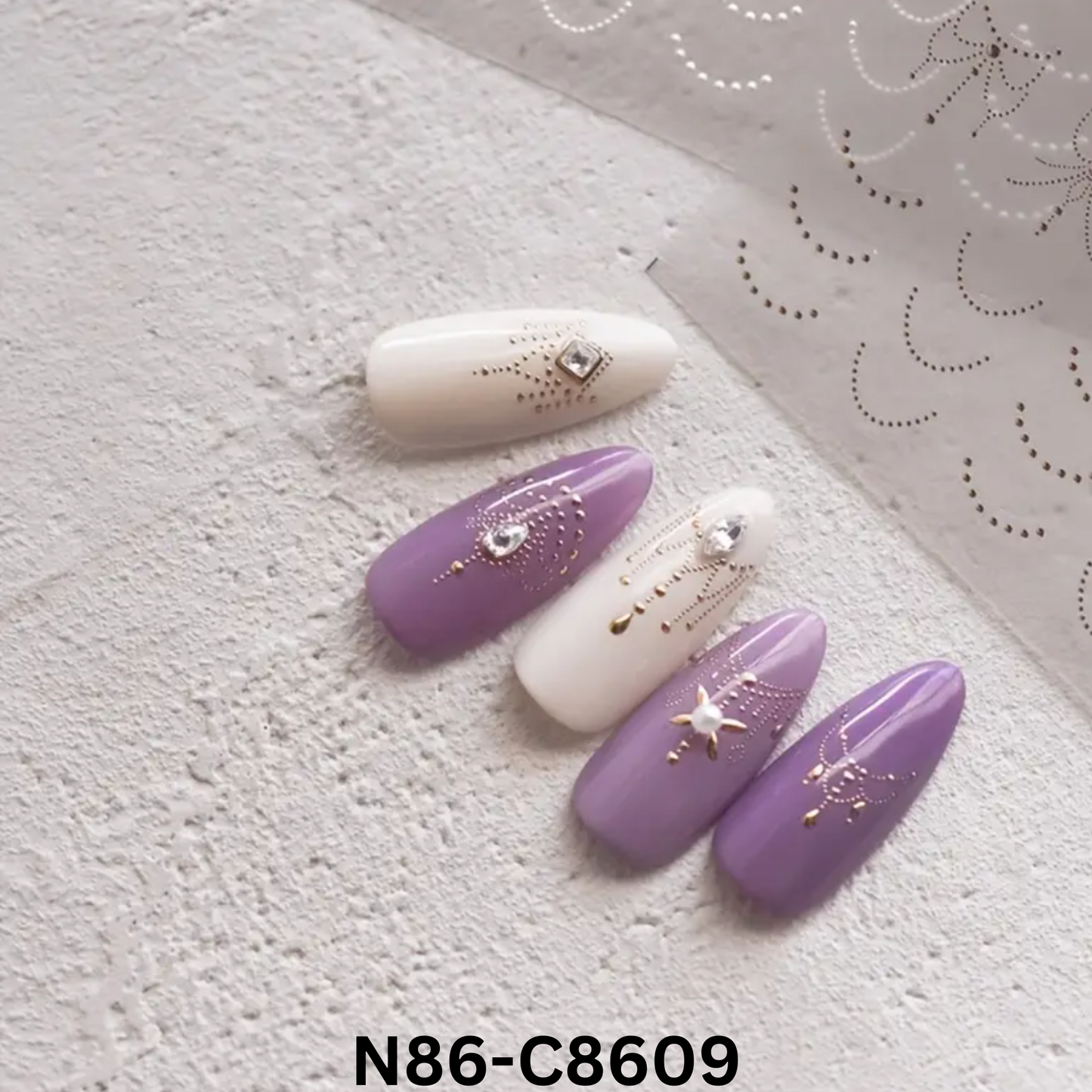 3D Chain Nail Art Stickers – Black, White, Gold, Silver Jewelry Design