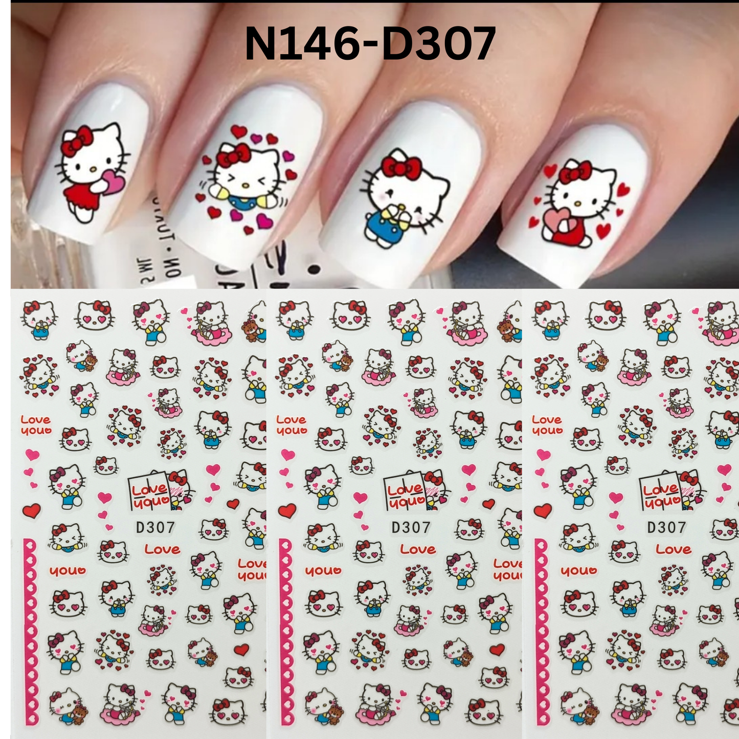 Fun Hello Kitty 3D Nail Decals – Easy Manicure Decoration Set