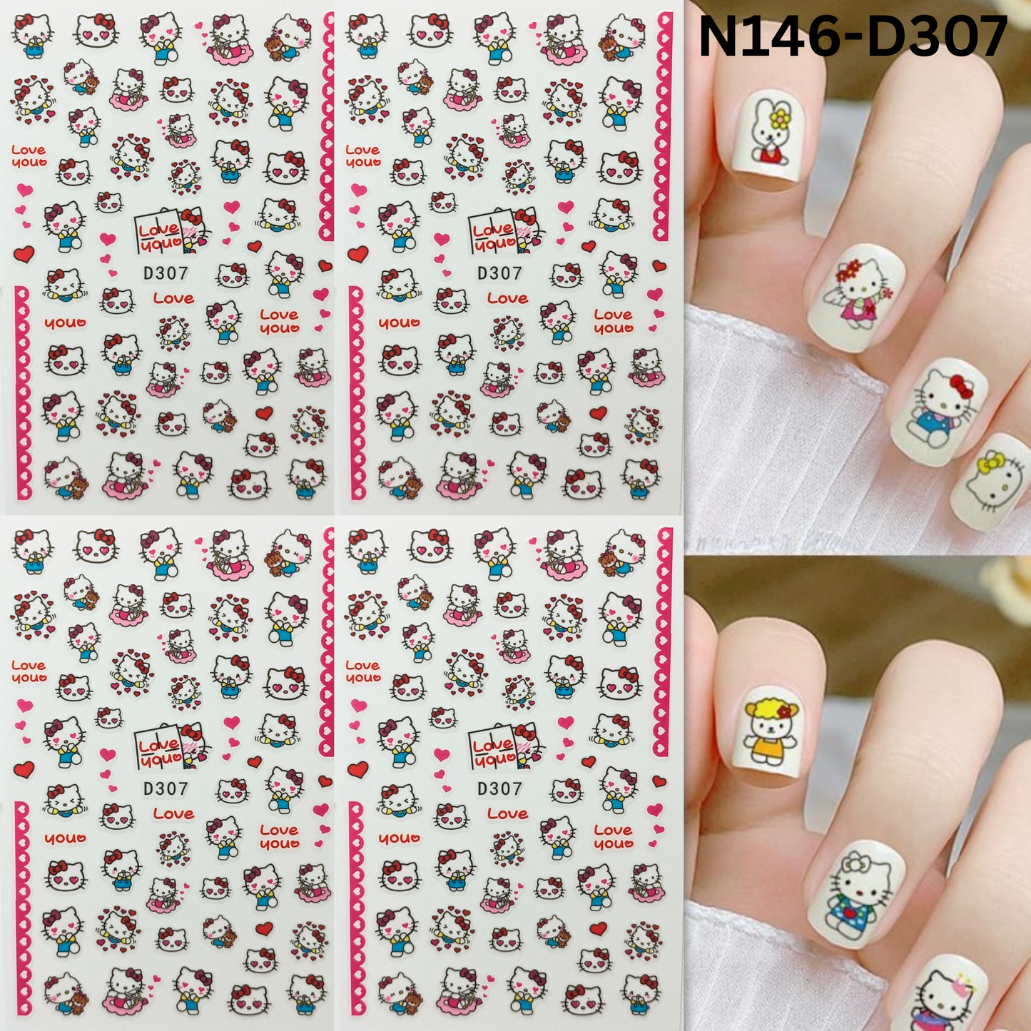 Fun Hello Kitty 3D Nail Decals – Easy Manicure Decoration Set
