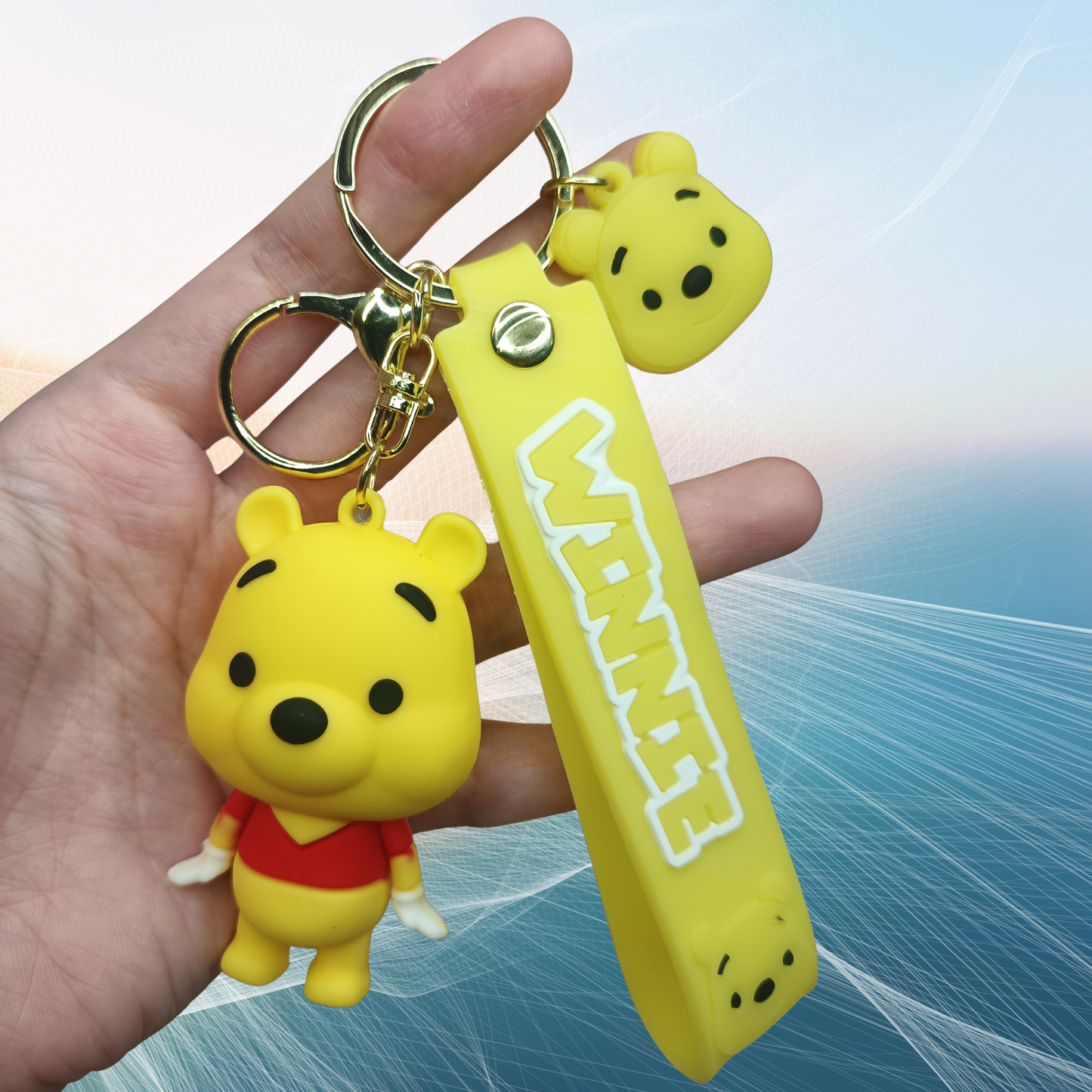Cute Winnie the Pooh Keychain with Strap – Cartoon Bag Charm & Gift Idea