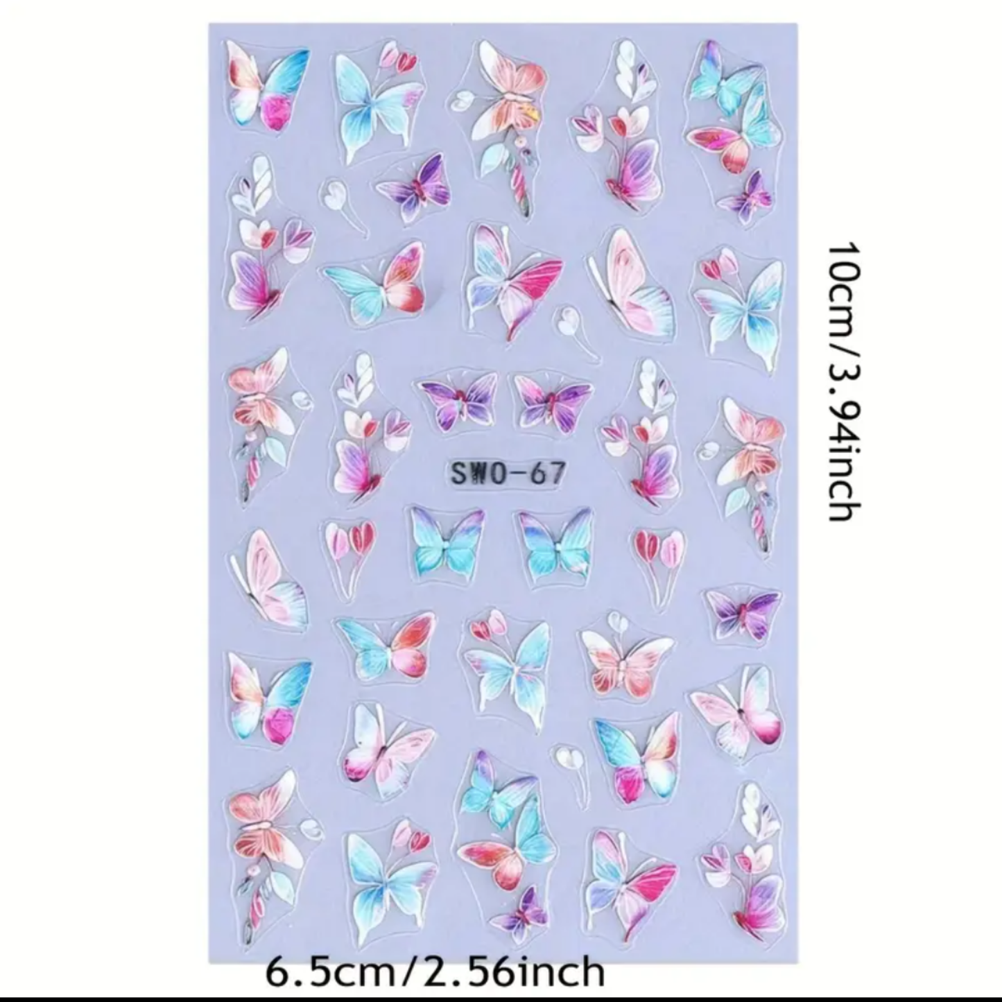 Butterfly Embossed Nail Stickers, Multicolor Butterfly Leaves Cute Spring Summer Manicure, Gel Decals Sliders Nail Art Decoration Nail Supplies