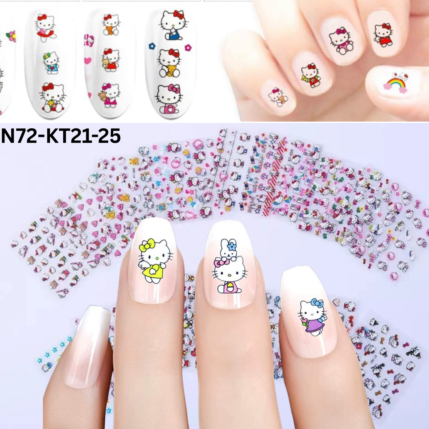 Set of 5 Mini Hello Kitty Nail Art Sticker Sheet – Fun Manicure Accessory