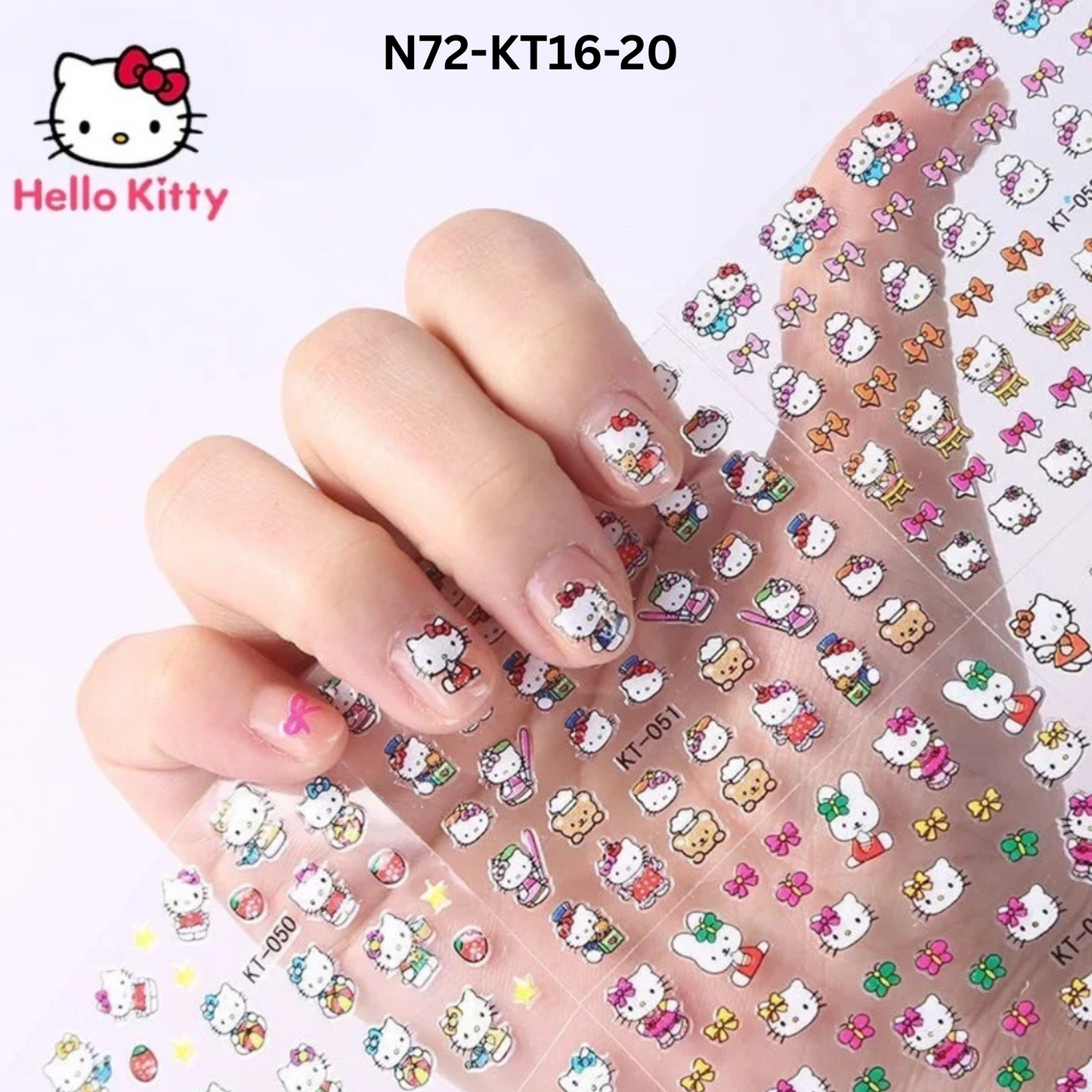 Set of 5 Cute Hello Kitty Nail Decals – Peel and Stick Nail Art