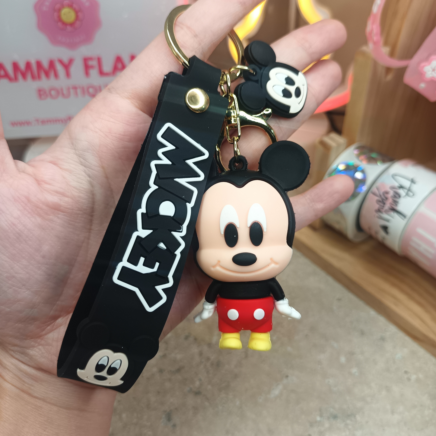 Cute Mickey Mouse Keychain with Strap – Cartoon Bag Charm & Gift Idea