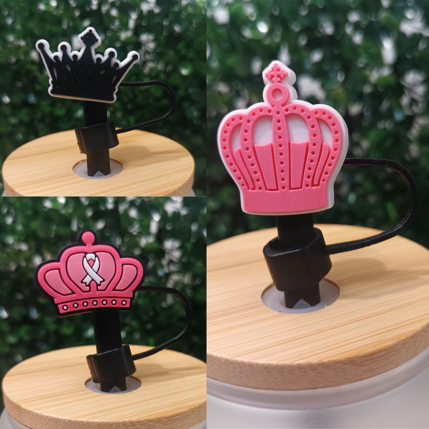 Crown Straw Toppers(8mm-10mm) Reusable Silicone Drink Covers for Tumblers & Cups | Fun Accessories for Parties & Gifts