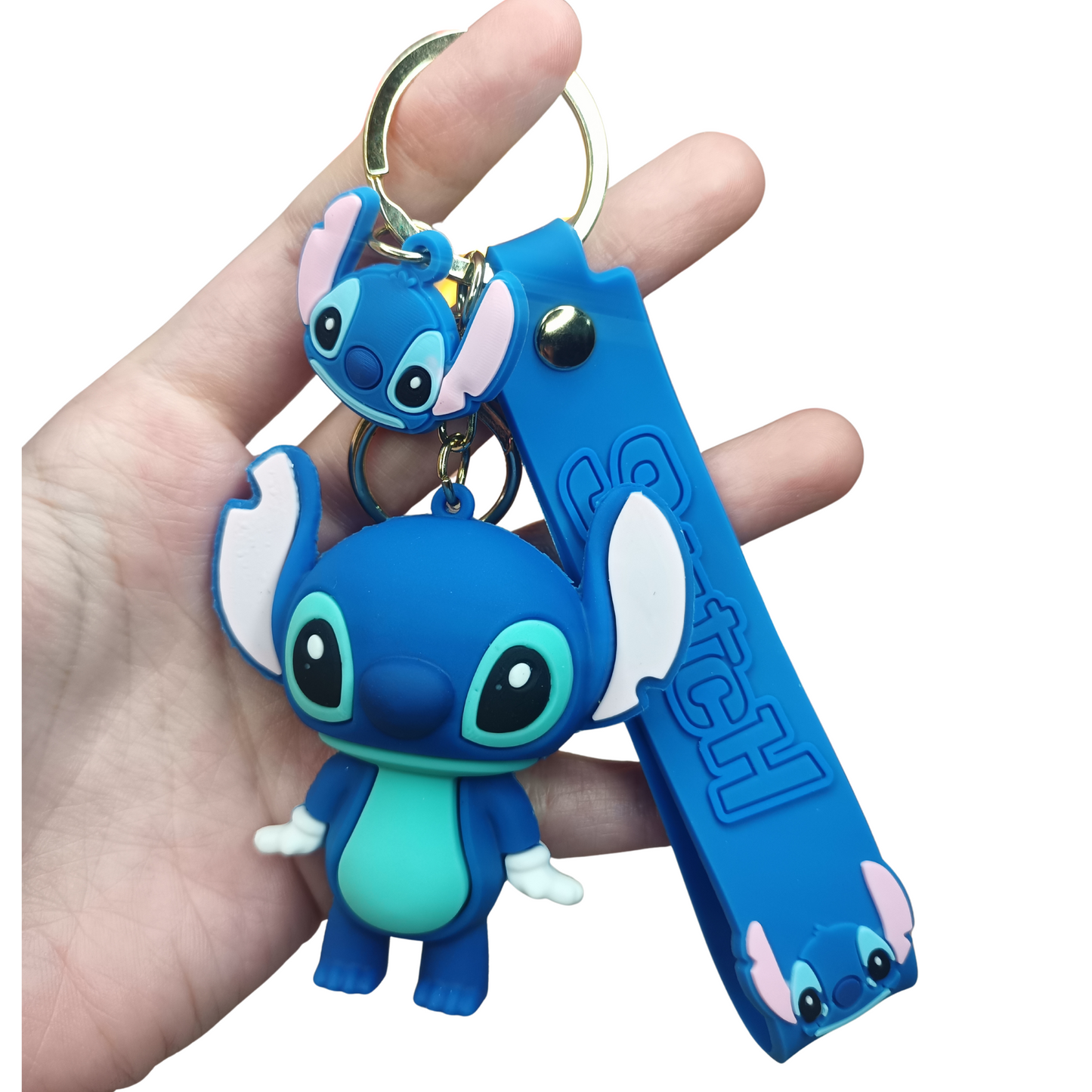 Adorable Blue Stitch Keychain with Strap – Cute Cartoon Bag Charm & Gift Idea