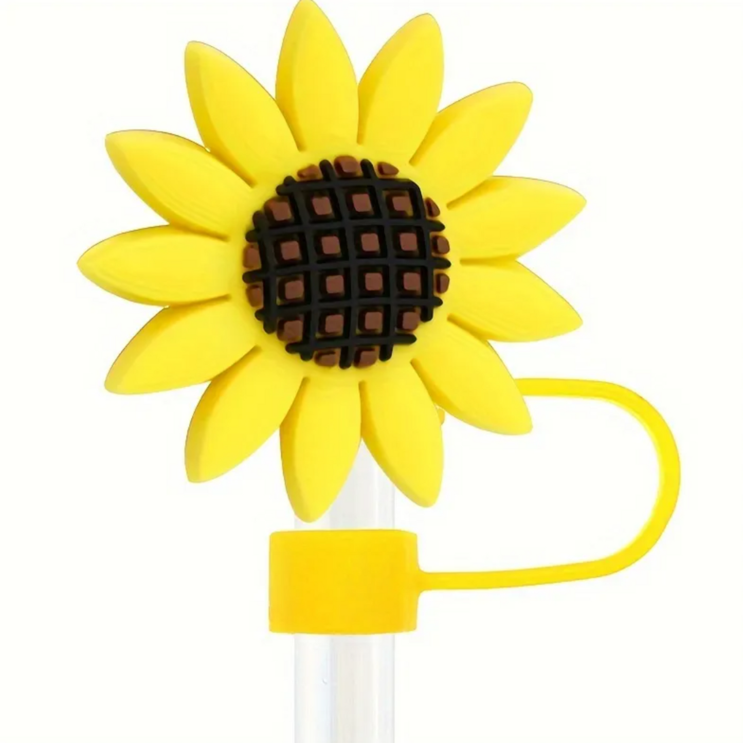 Sunflower Straw Caps for Tumblers,Glass Cup - Reusable Straw Toppers with 10mm Diameter, Dust Prevention