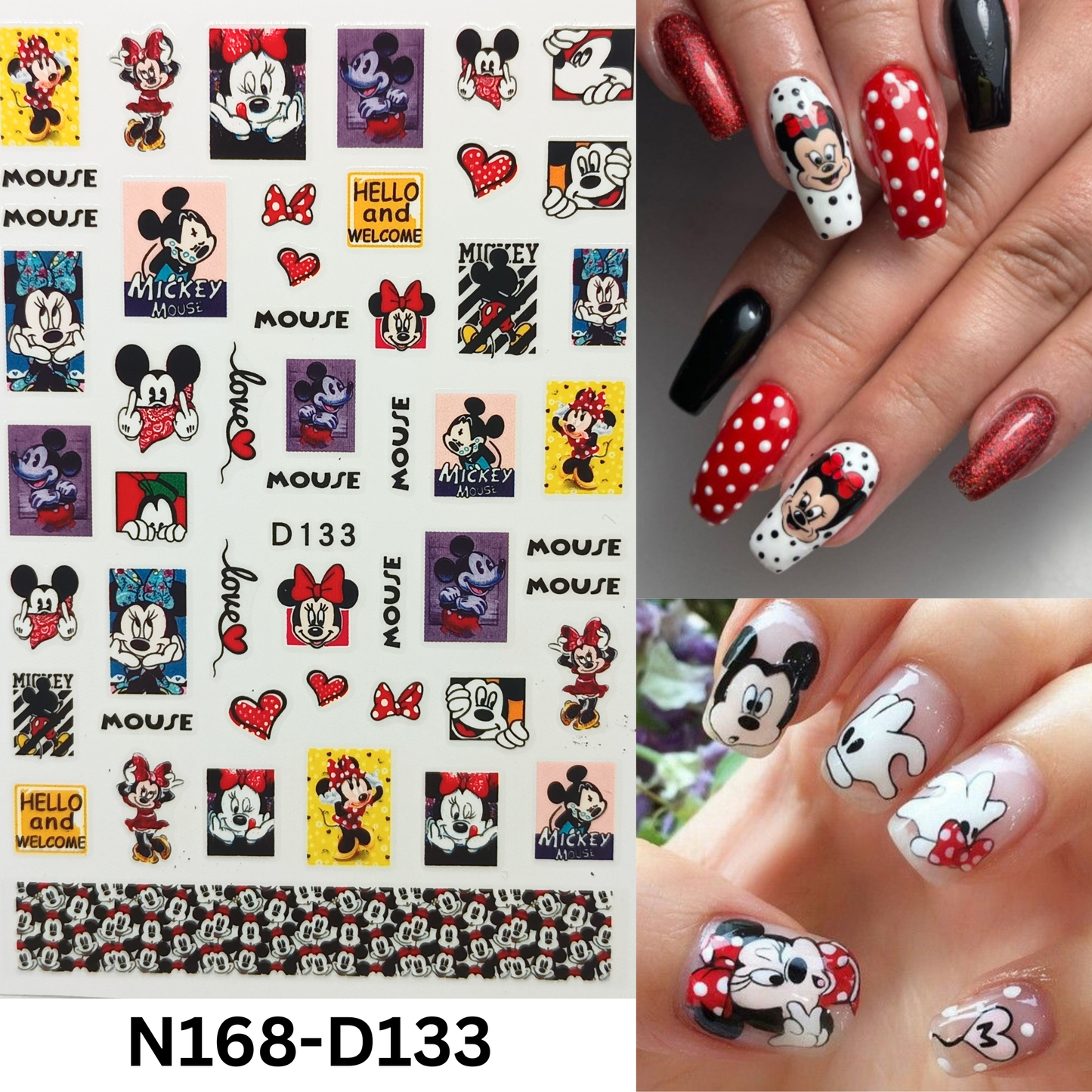 Disney-Inspired Mickey & Minnie Nail Stickers – Romantic Nail Design